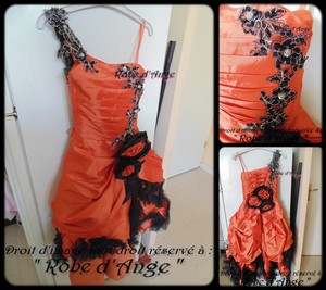 Robe de cortège orange et noir