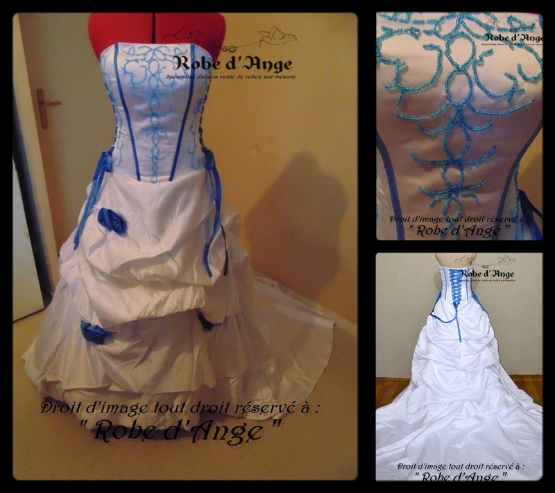 Robe De Mariée Blanche Et Bleu