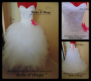 Robe de mariée blanche et rose