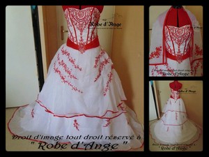 Robe de princesse blanche et rouge