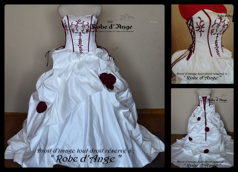 Robe de mariée ivoire et bordeaux - Boutique robe-d-ange.wifeo.com