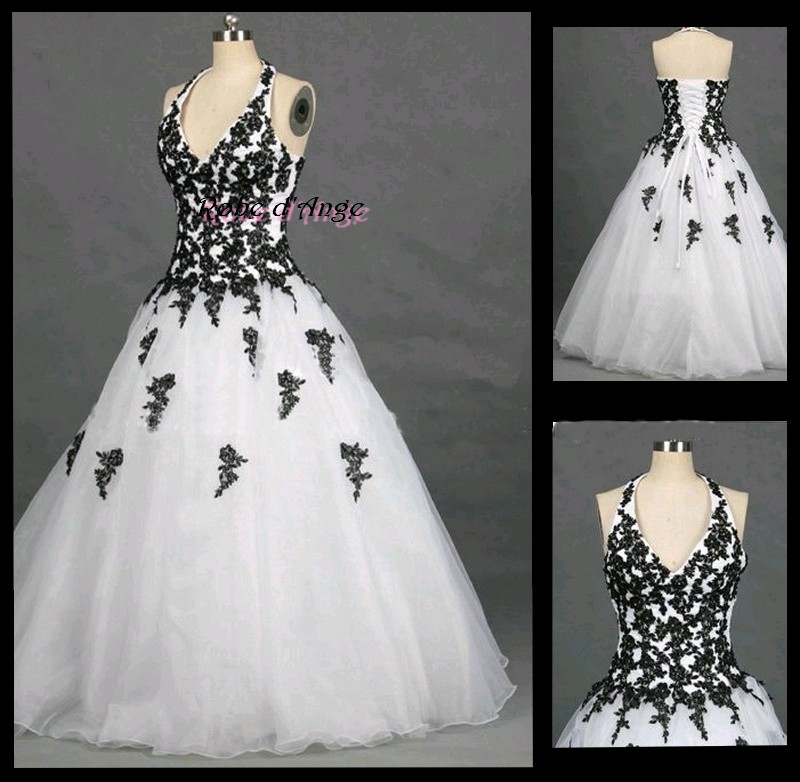 Robe de mariée blanche et noir. Boutique